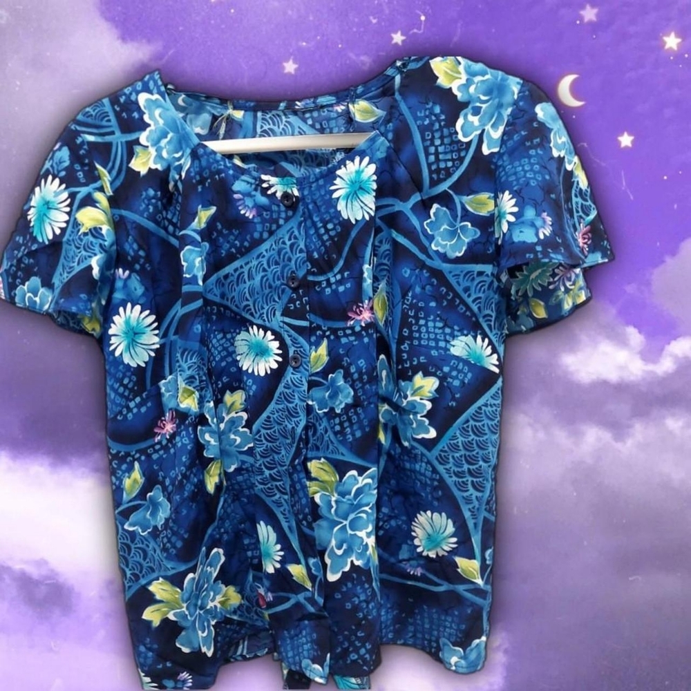 90s/Y2k Floral Blouse Top